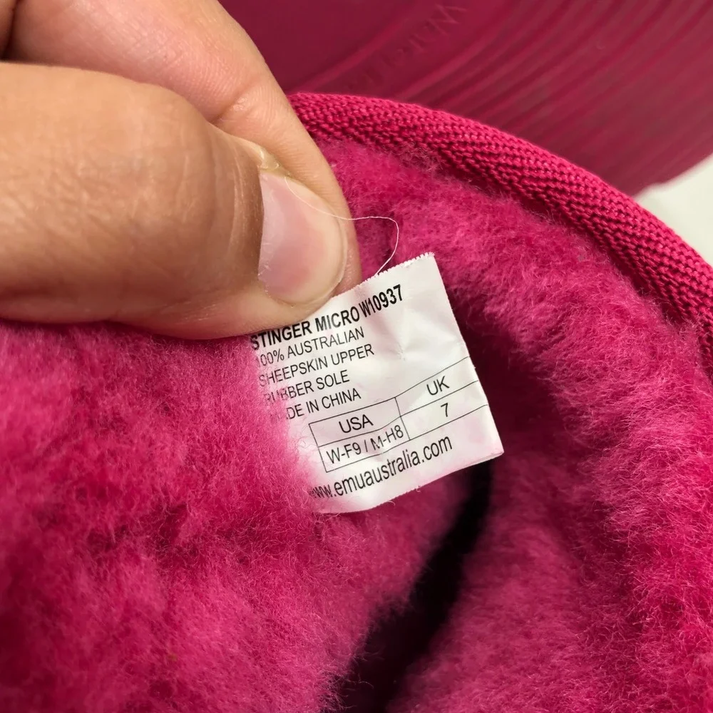 EMU Australia Stinger Micro Boots Womens Size 9 Pink Sheepskin Cozy Comfort